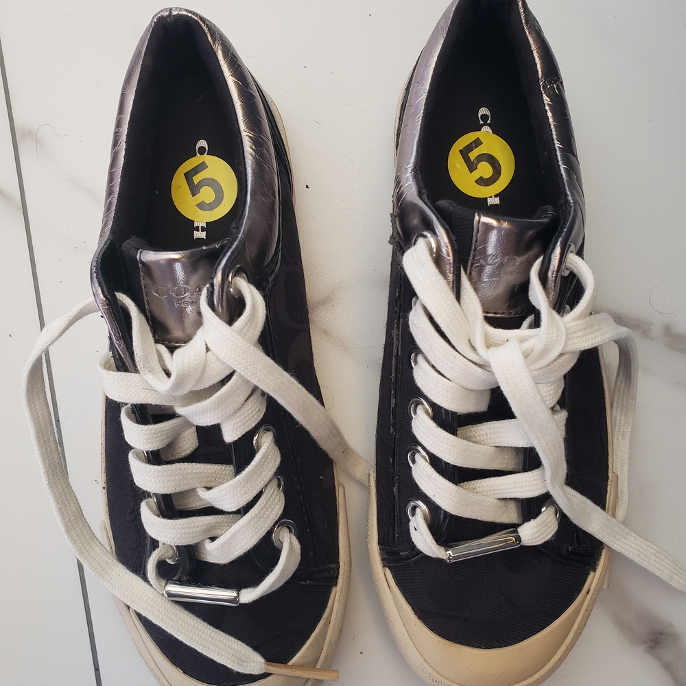 Coach Silver and Black Sneakers